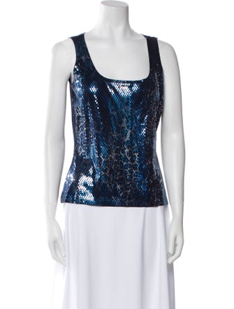 St. John Printed Scoop Neck Top