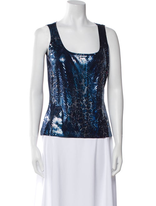 St. John Printed Scoop Neck Top