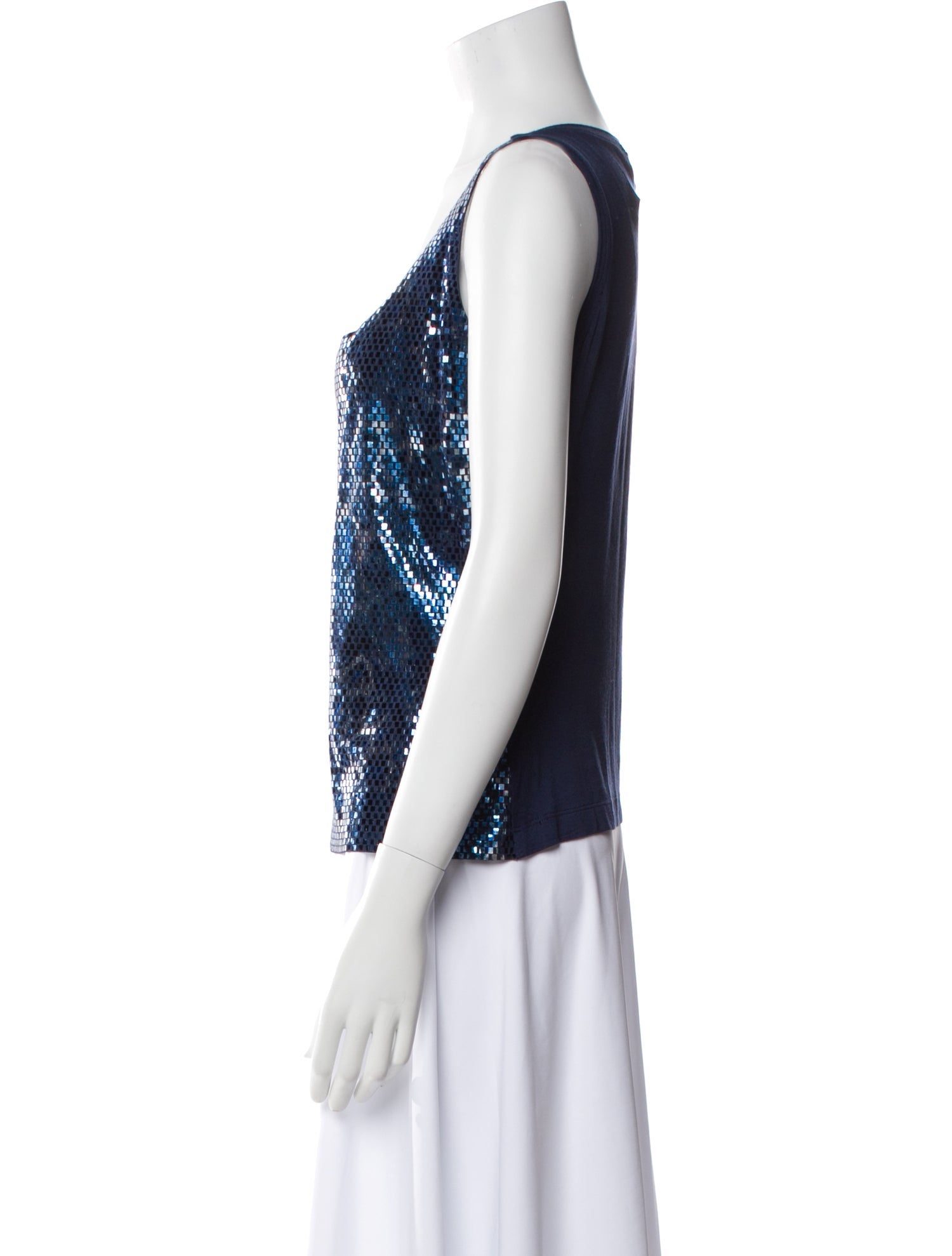 St. John Printed Scoop Neck Top