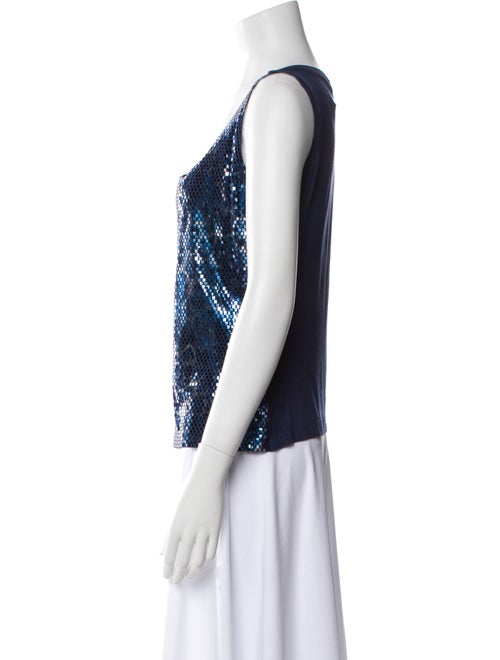 St. John Printed Scoop Neck Top