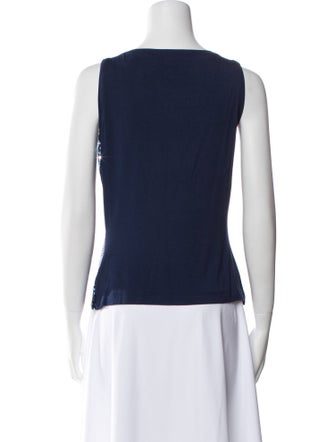 St. John Printed Scoop Neck Top