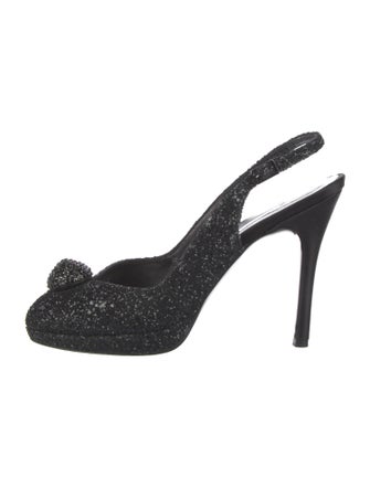 St. John Glitter Crystal Embellishments Slingback Pumps