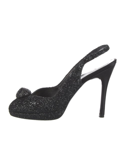 St. John Glitter Crystal Embellishments Slingback Pumps