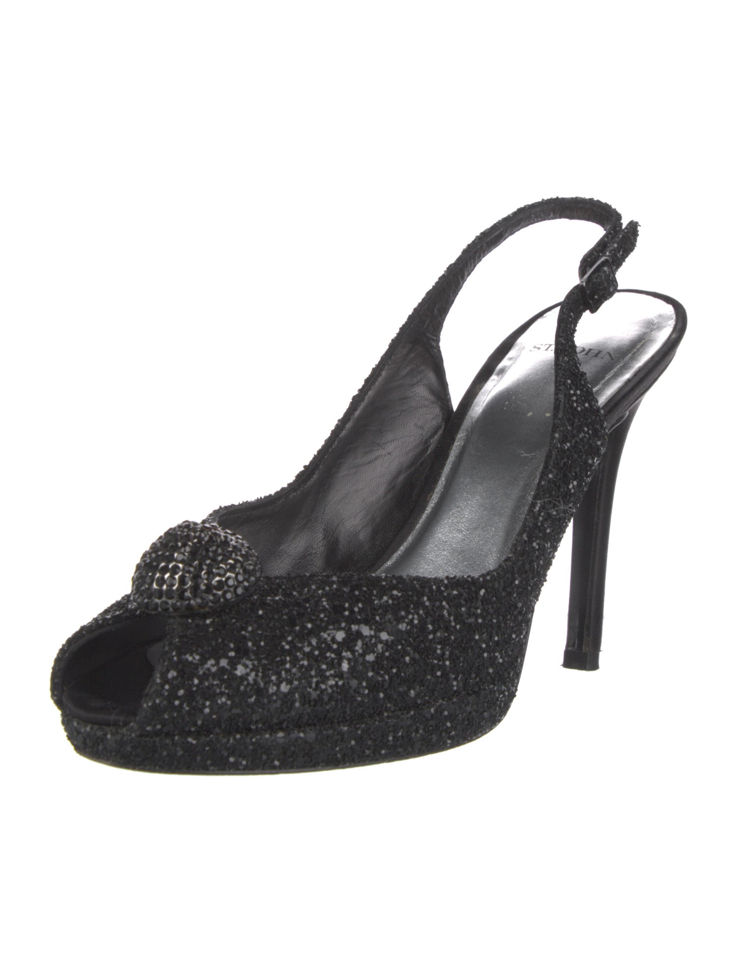 St. John Glitter Crystal Embellishments Slingback Pumps