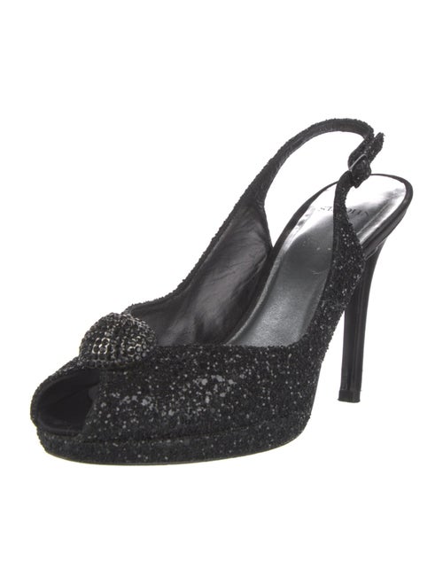 St. John Glitter Crystal Embellishments Slingback Pumps