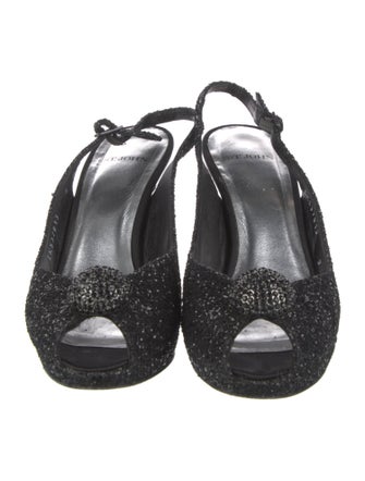 St. John Glitter Crystal Embellishments Slingback Pumps