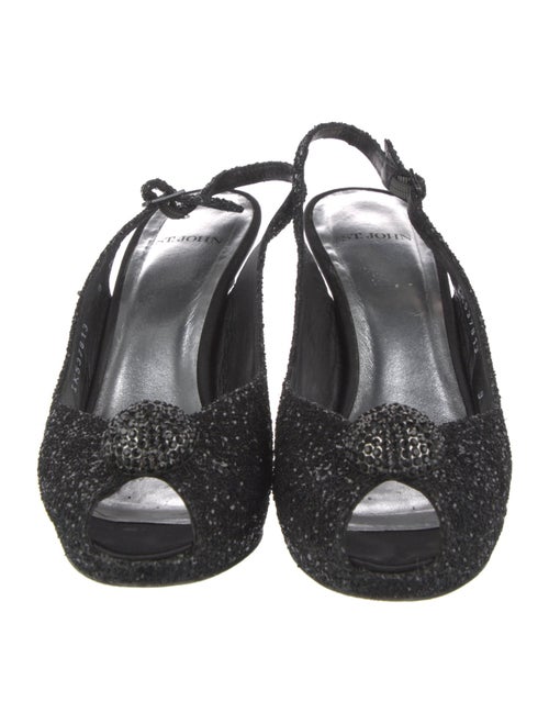 St. John Glitter Crystal Embellishments Slingback Pumps