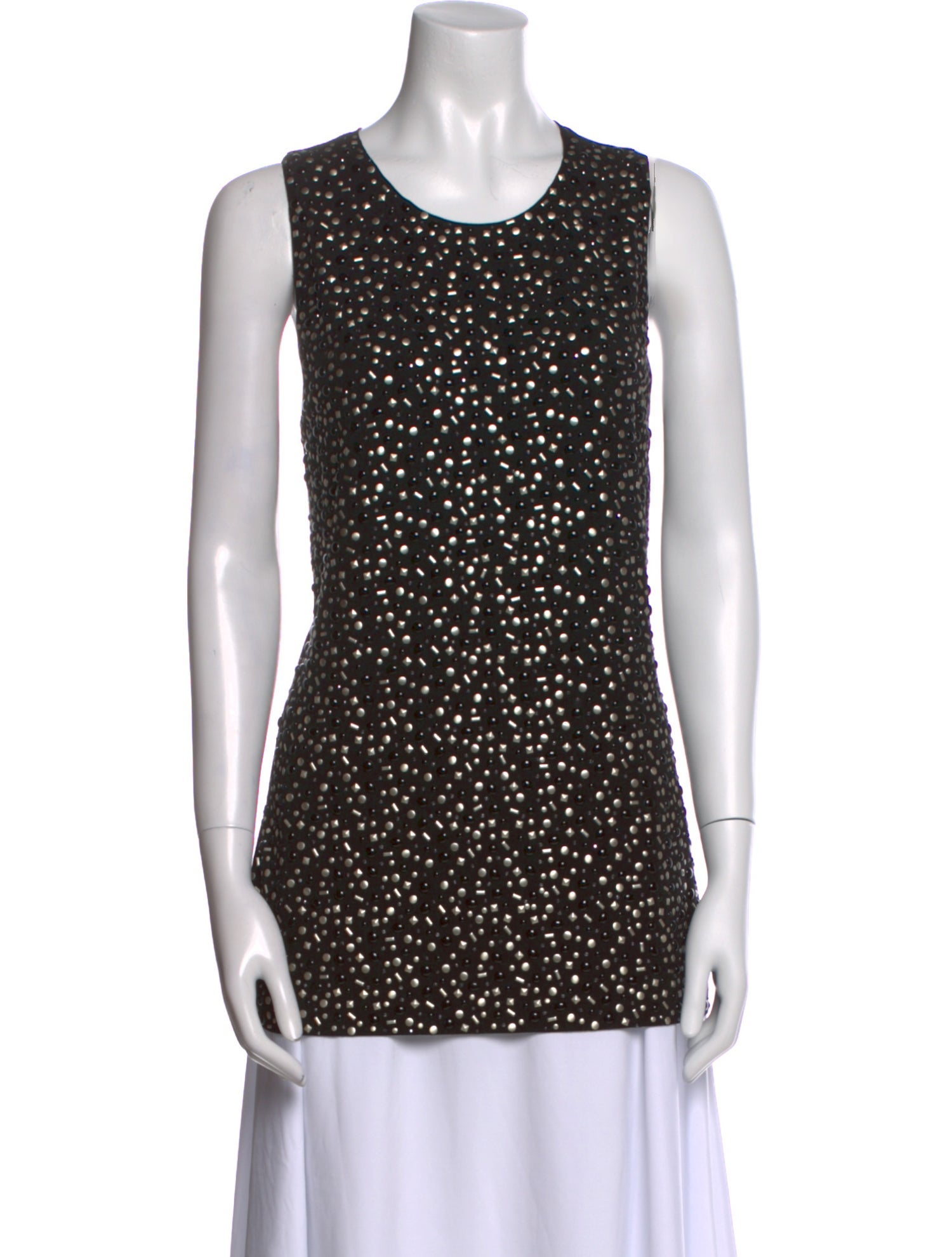 St. John Polka Dot Print Scoop Neck Top