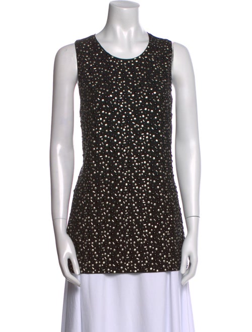 St. John Polka Dot Print Scoop Neck Top