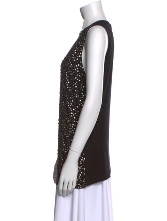 St. John Polka Dot Print Scoop Neck Top