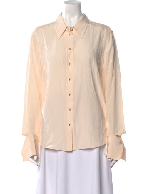 St. John Silk Long Sleeve Button-Up Top