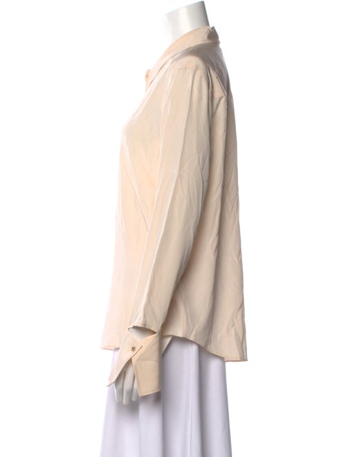 St. John Silk Long Sleeve Button-Up Top