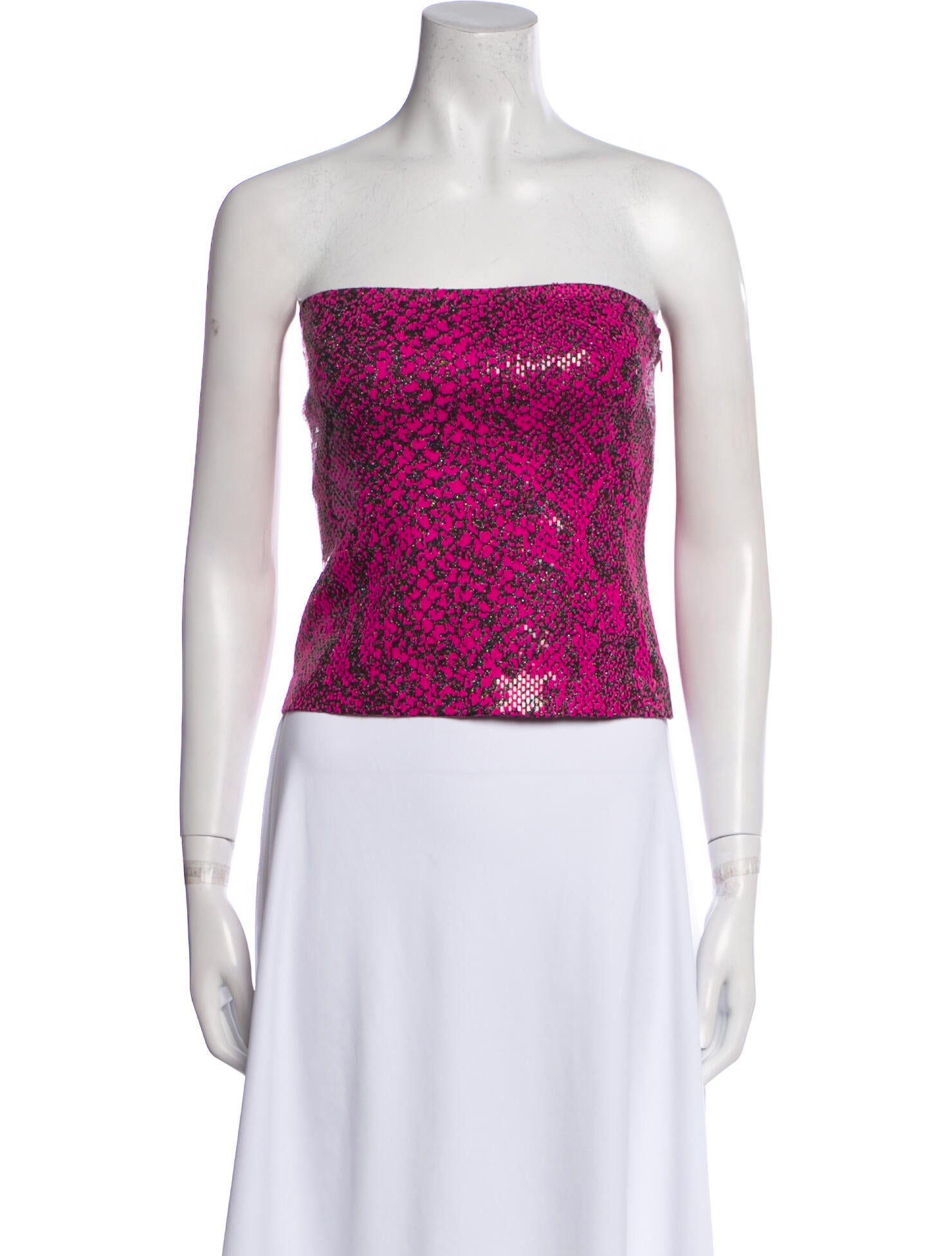 St. John Printed Strapless Crop Top