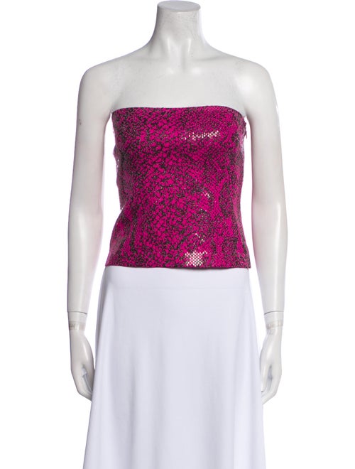 St. John Printed Strapless Crop Top