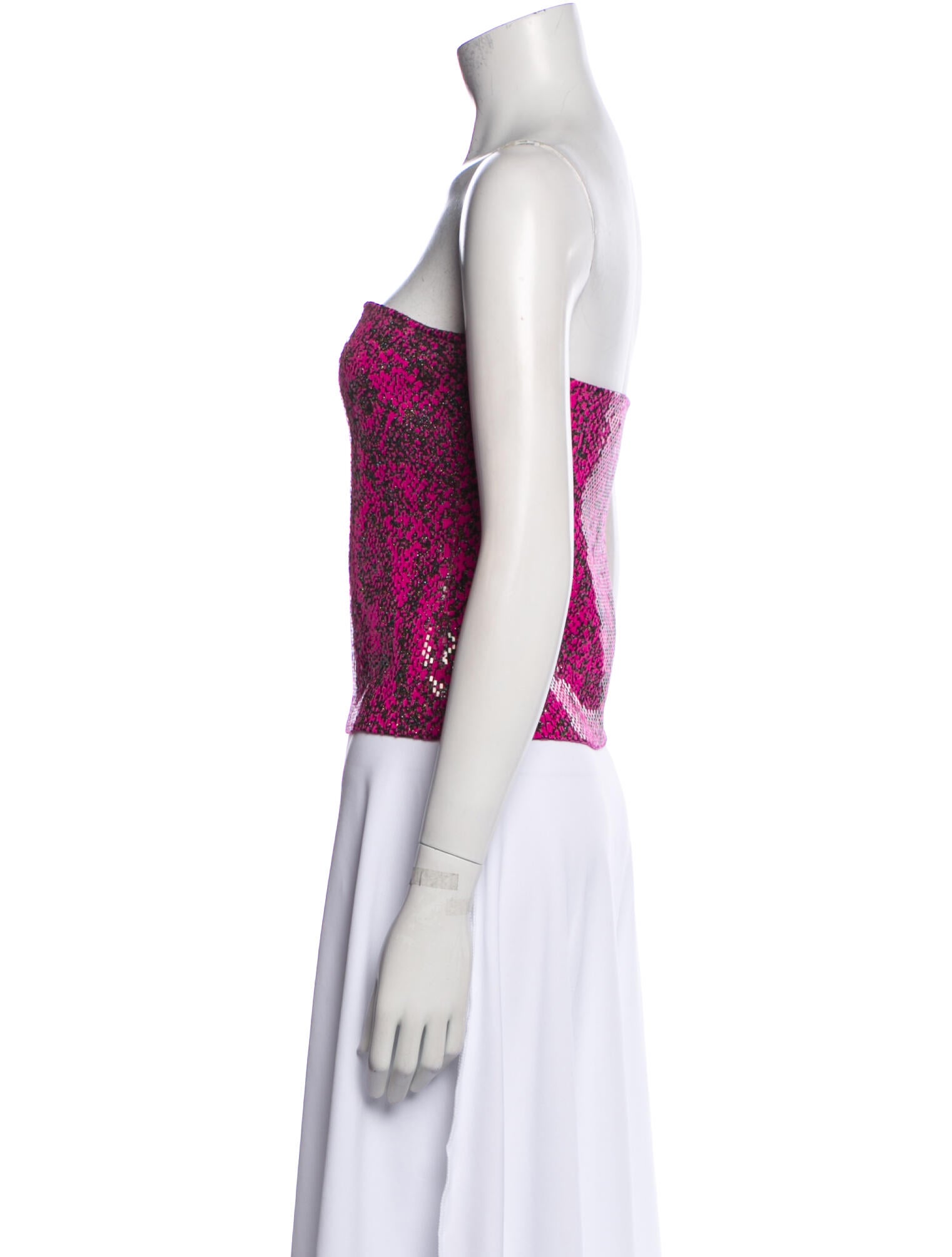 St. John Printed Strapless Crop Top