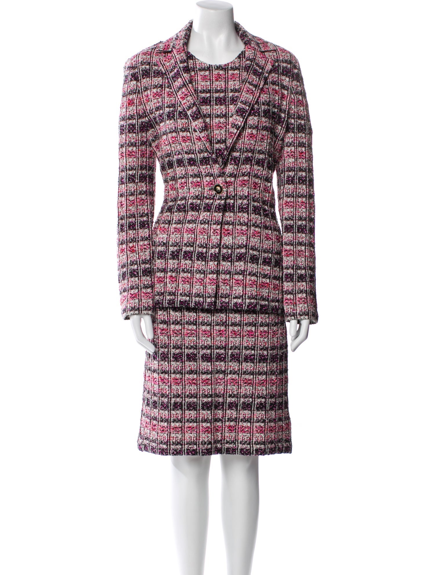 St. John Tweed Pattern Glitter Accents Dress Set w/ Tags