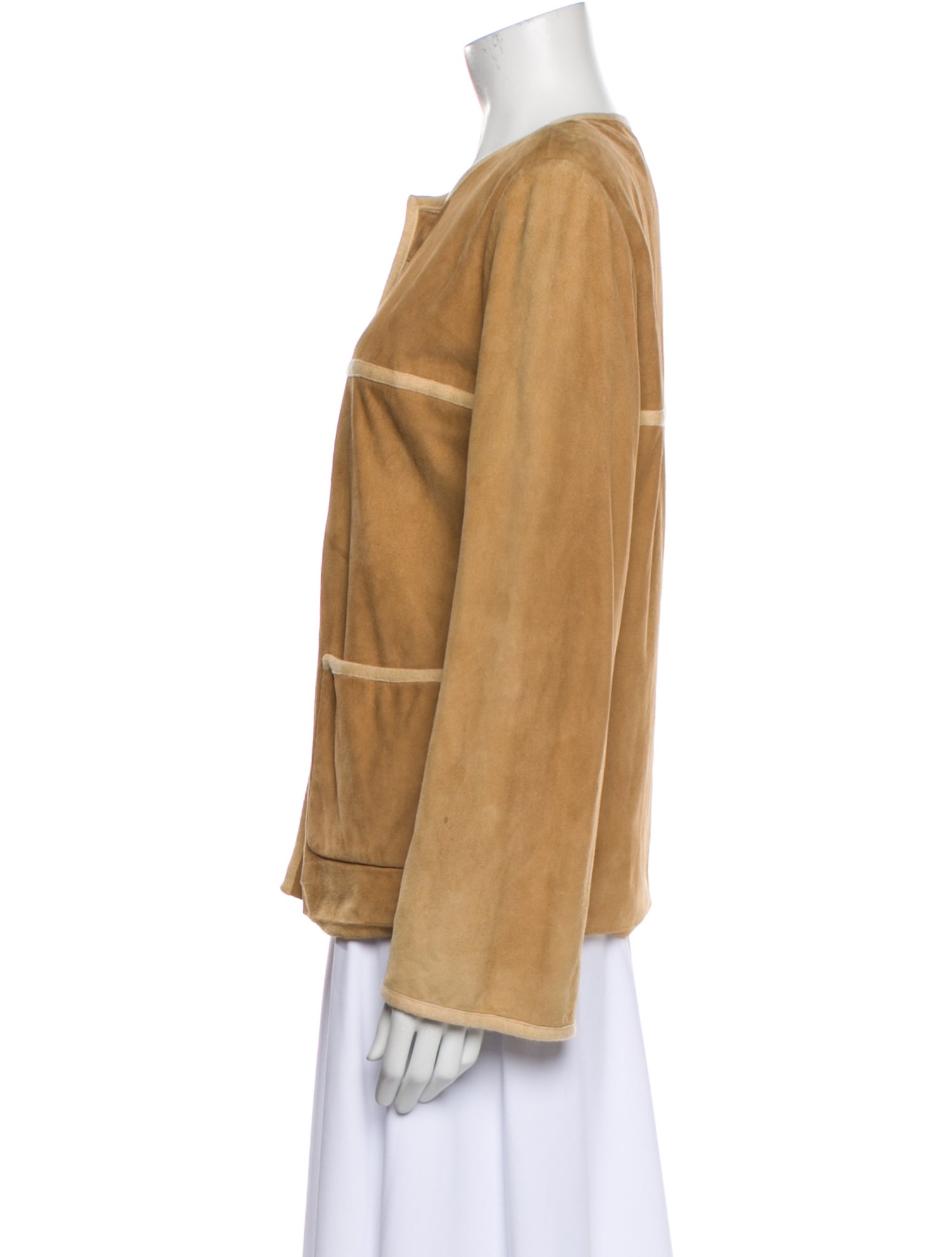 St. John Leather Colorblock Pattern Jacket