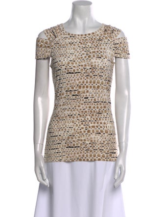 St. John Printed Scoop Neck Top