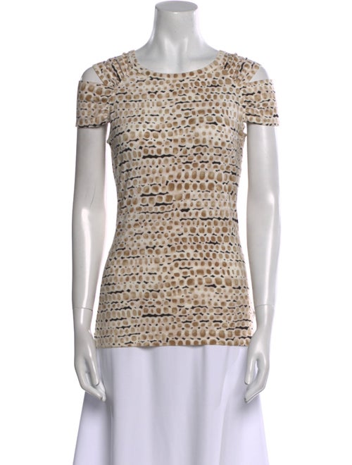 St. John Printed Scoop Neck Top