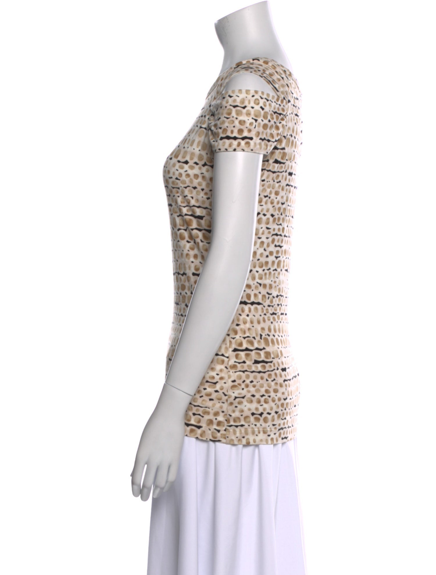 St. John Printed Scoop Neck Top