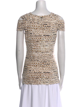 St. John Printed Scoop Neck Top