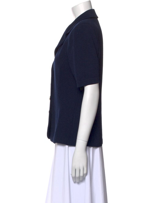 St. John V-Neck Short Sleeve Button-Up Top