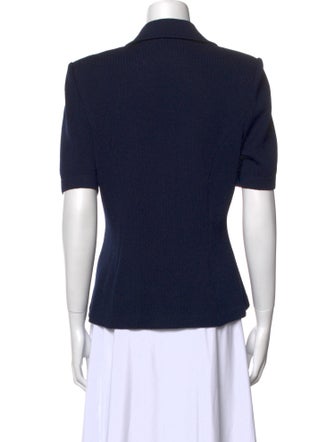 St. John V-Neck Short Sleeve Button-Up Top