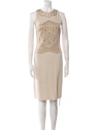 St. John Crew Neck Knee-Length Dress