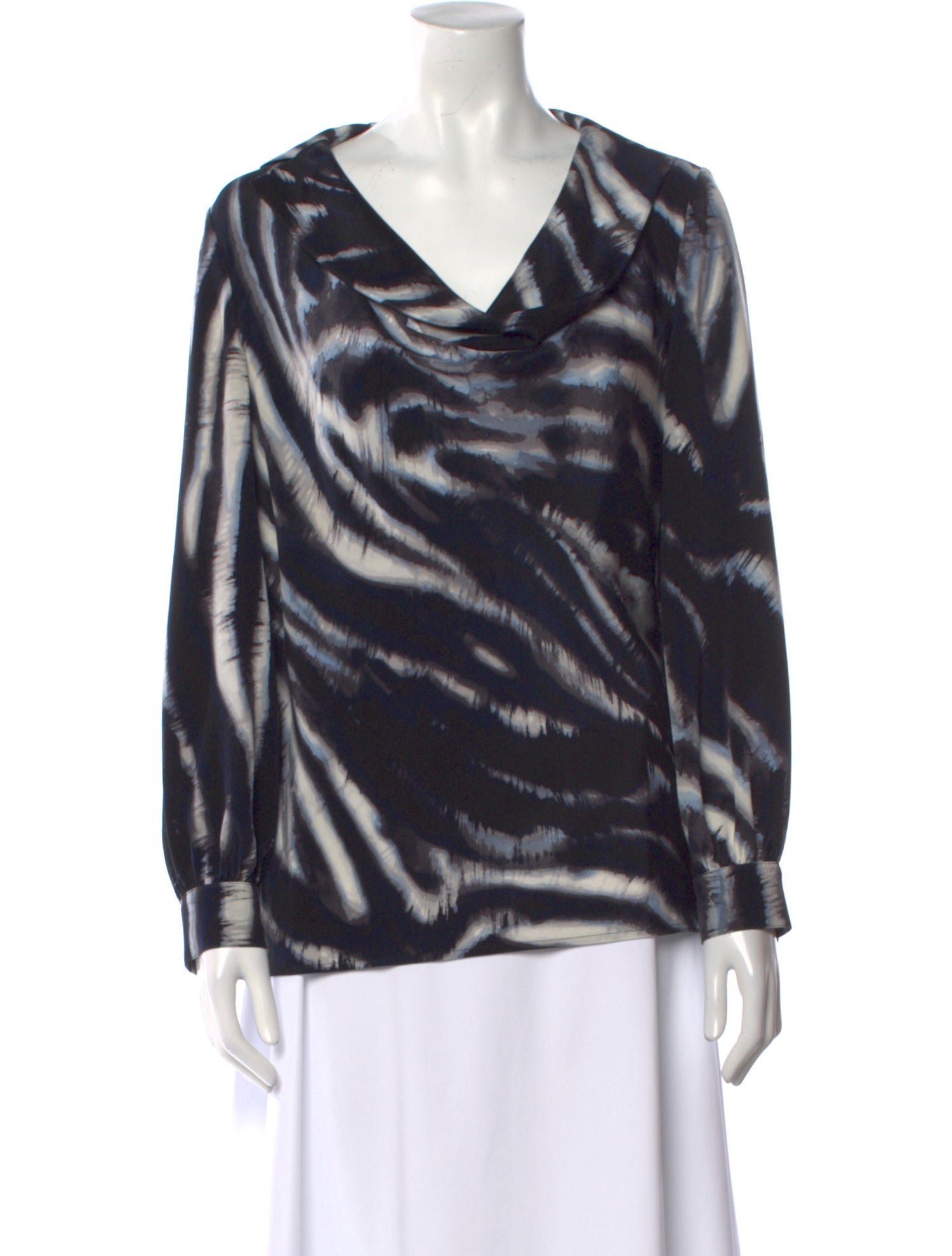 St. John Silk Tie-Dye Print Blouse