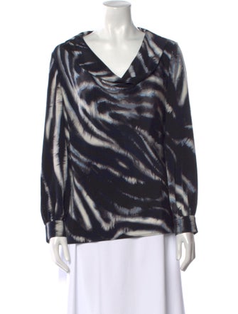 St. John Silk Tie-Dye Print Blouse