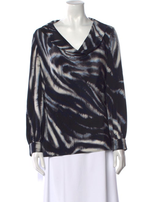 St. John Silk Tie-Dye Print Blouse