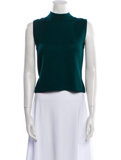 St. John Mock Neck Sleeveless Crop Top