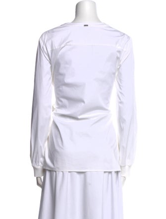 St. John Mock Neck Long Sleeve Button-Up Top