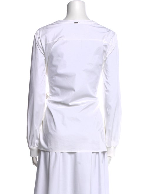 St. John Mock Neck Long Sleeve Button-Up Top