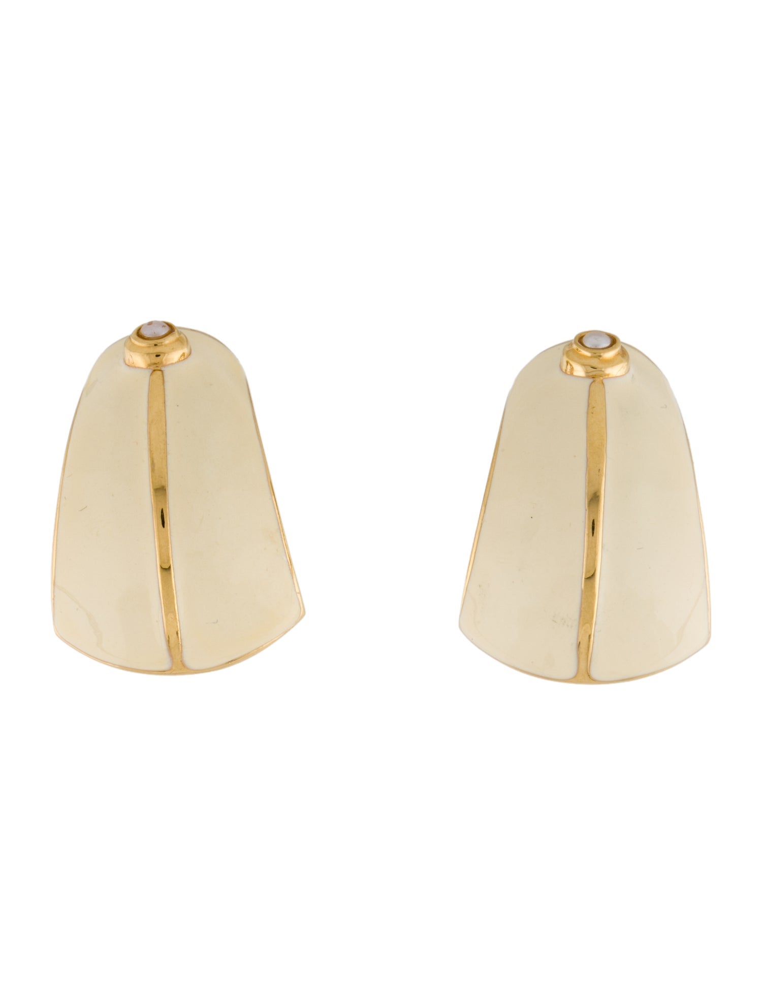 St. John Faux Pearl & Enamel Clip On Earrings