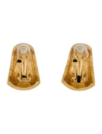 St. John Faux Pearl & Enamel Clip On Earrings