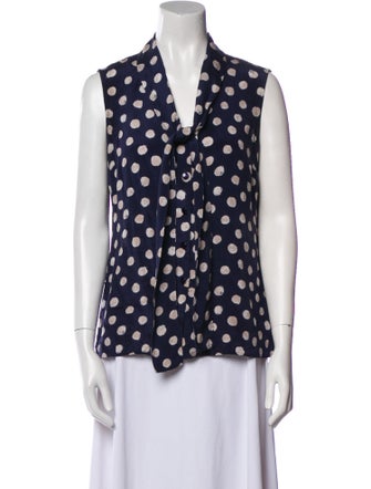 St. John Silk Polka Dot Print Blouse