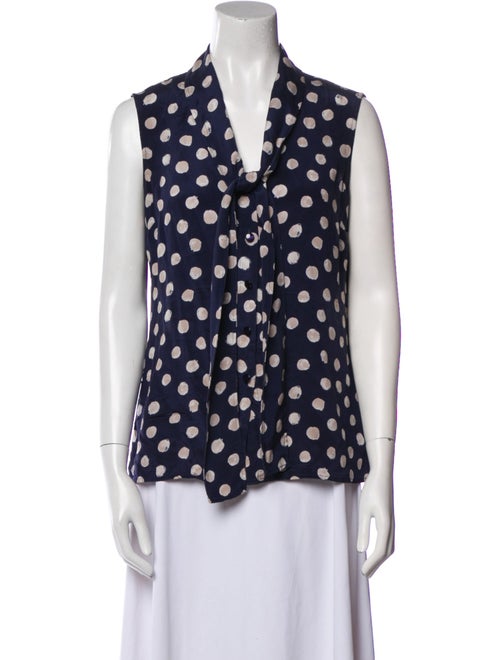 St. John Silk Polka Dot Print Blouse