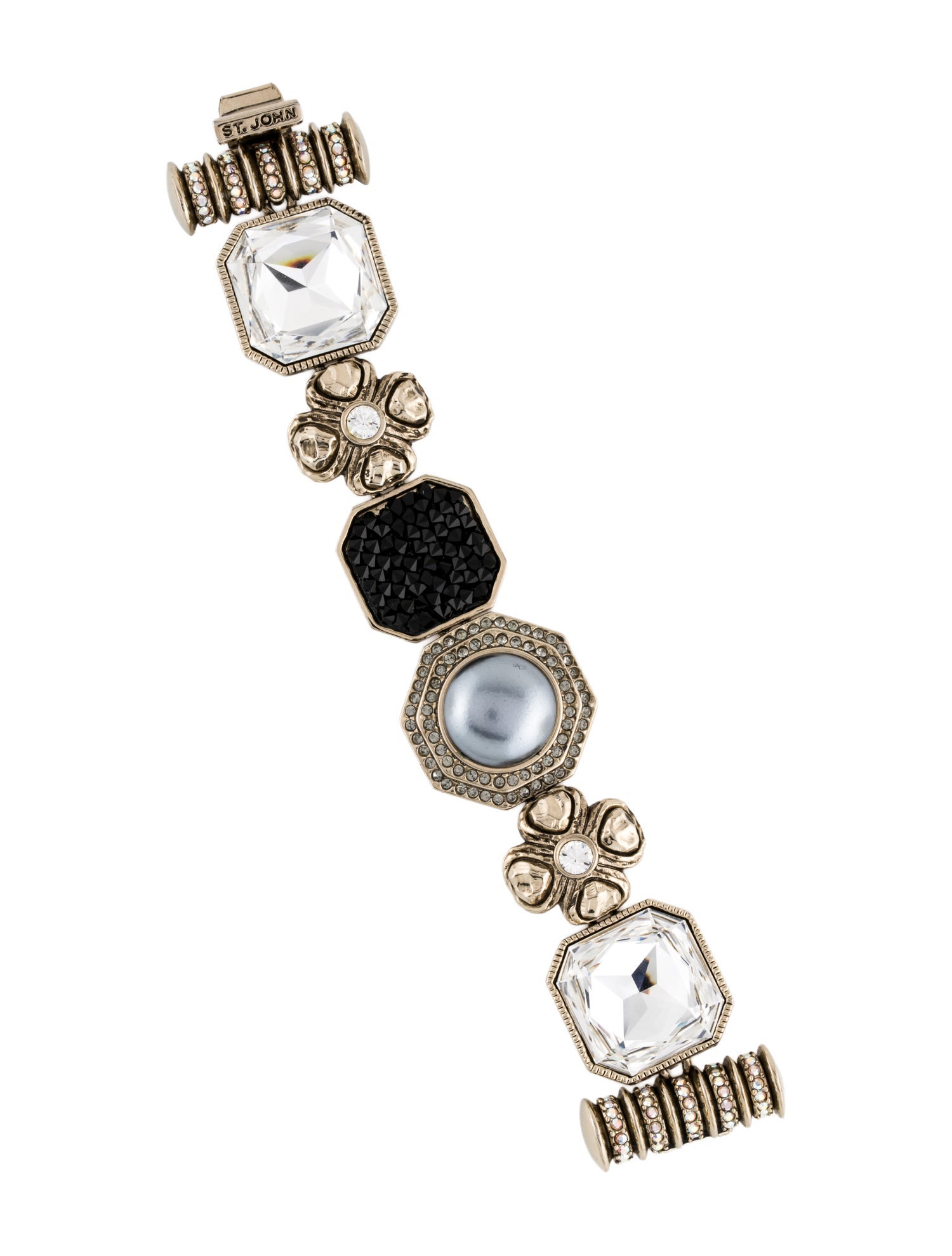 St. John Faux Pearl & Crystal Station Bracelet