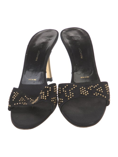St. John Satin Studded Accents Slides