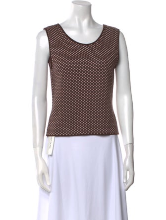 St. John Printed Scoop Neck Top