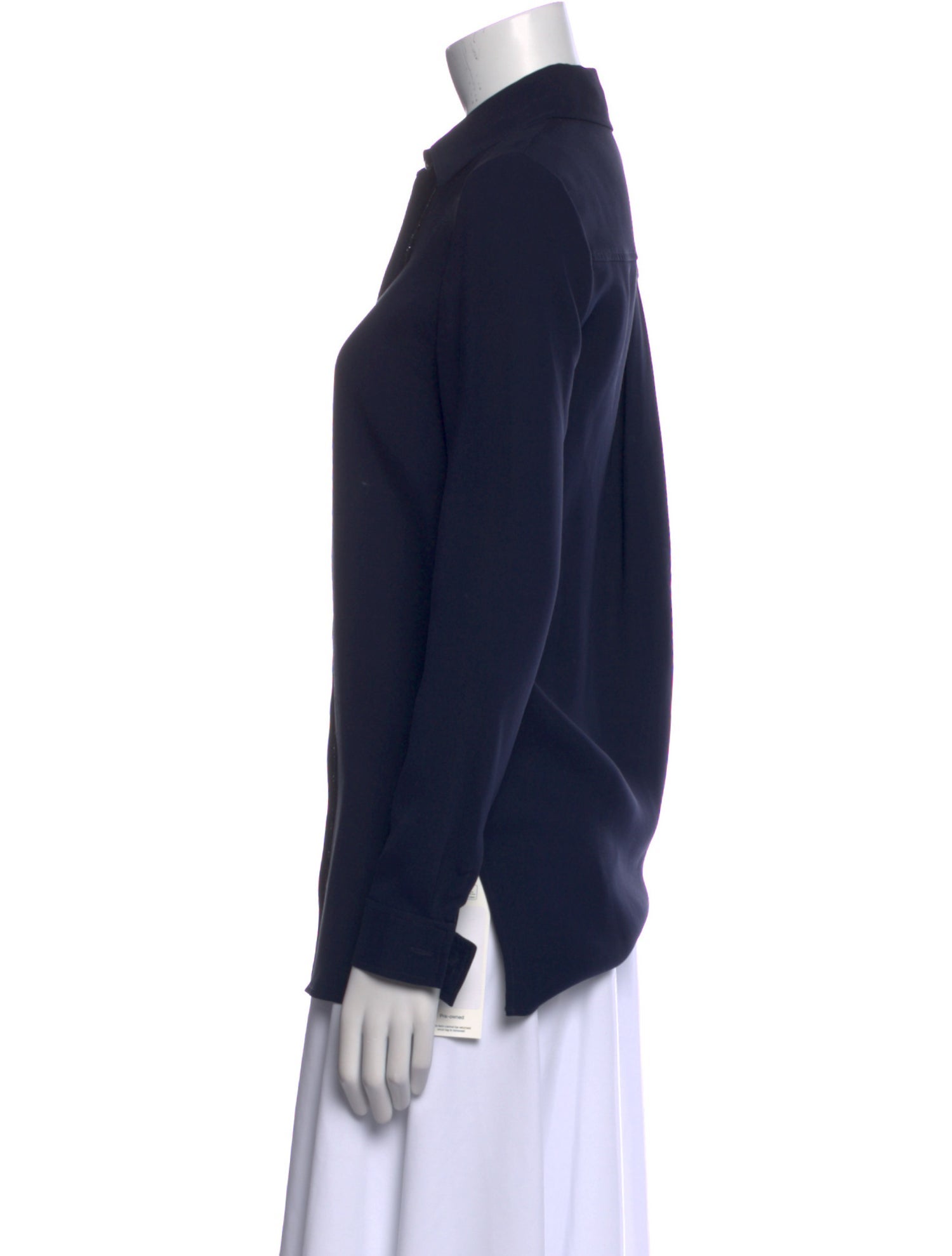 St. John Silk Long Sleeve Button-Up Top