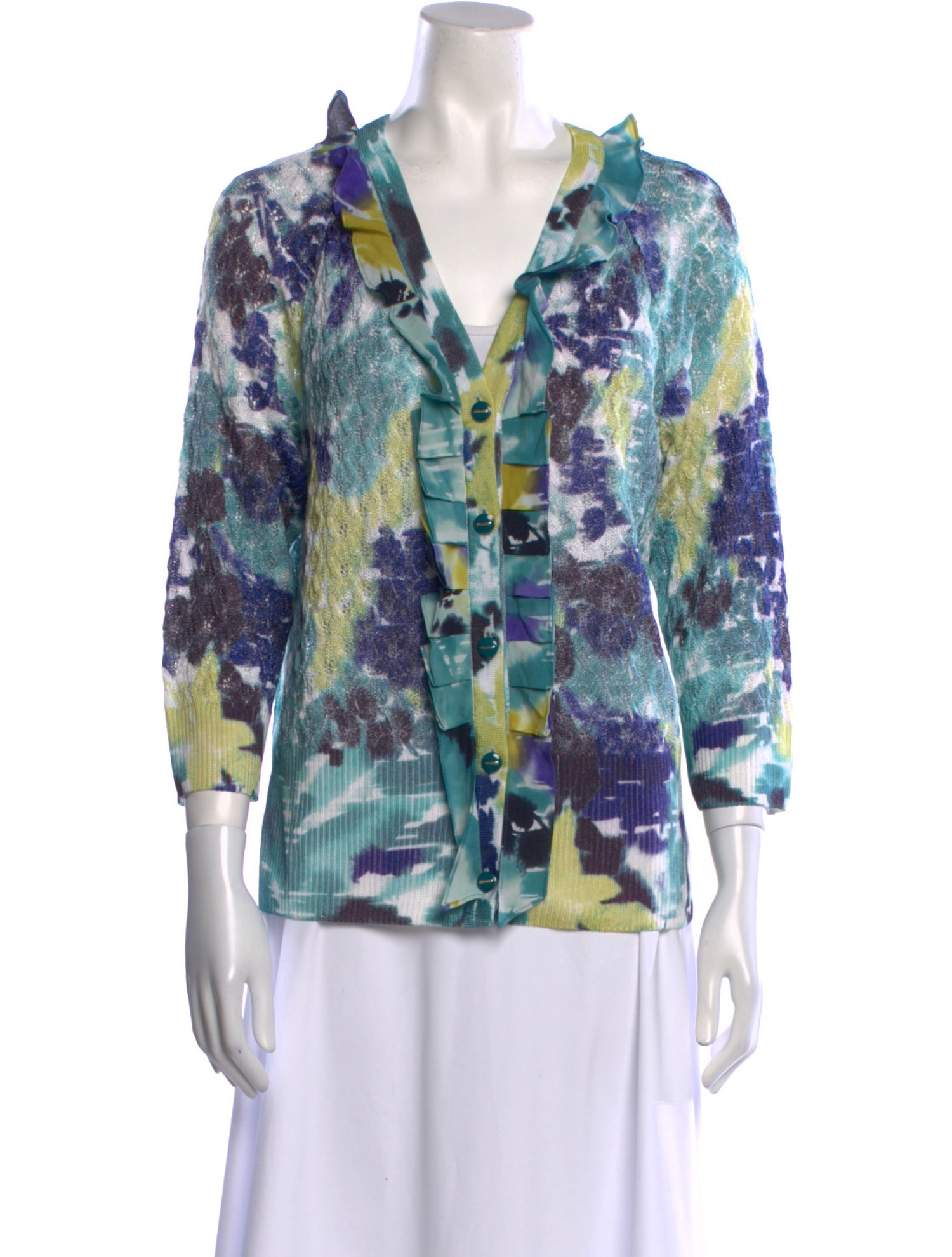 St. John Printed V-Neck Sweater