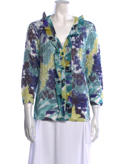 St. John Printed V-Neck Sweater