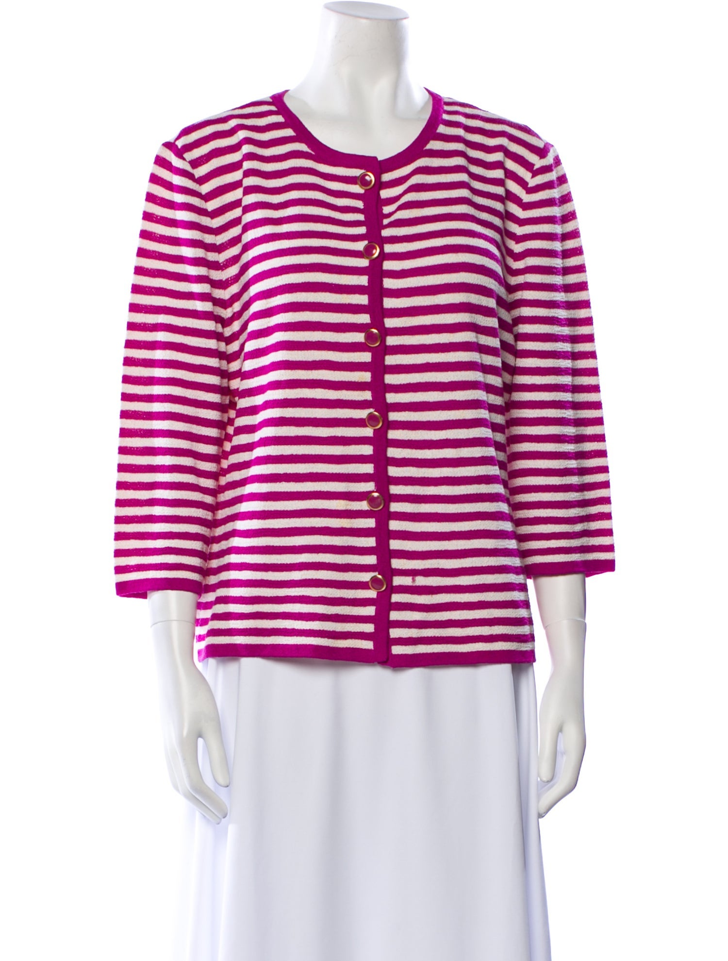 St. John Striped Crew Neck Sweater