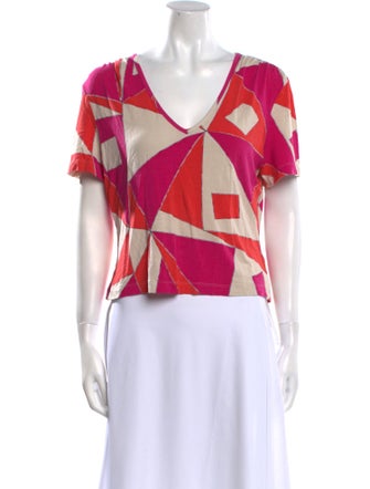 St. John Printed V-Neck T-Shirt