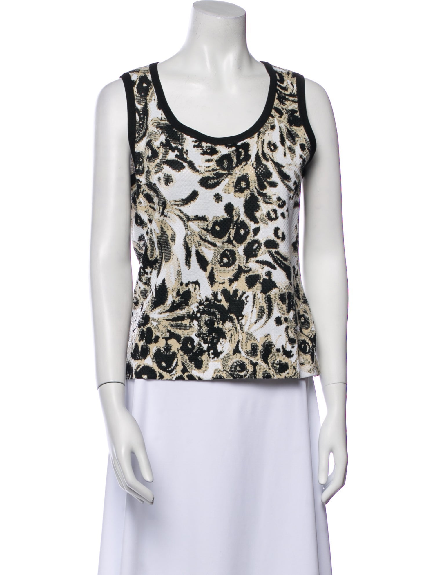 St. John Floral Print Scoop Neck Top