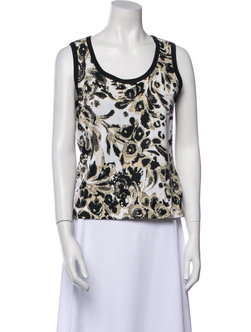 St. John Floral Print Scoop Neck Top