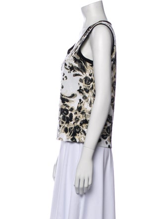 St. John Floral Print Scoop Neck Top