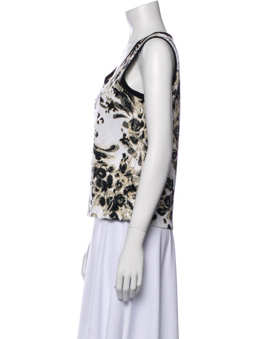 St. John Floral Print Scoop Neck Top